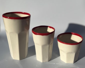 PORCELAIN MUG, CERAMIC Coffee Mug, Mug Without Handle, Durable Nova Small Line Gloss Coffee Mug, Pottery Coffee Mug, Drinking Mug, 6 Oz Mug