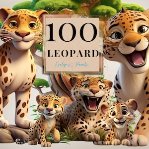 Clipart leopardo Giaguaro PNG Clipart animale Safari Animale PNG Clipart cartone animato Animale carino PNG Leopardo / Uso commerciale Clipart Trasparente