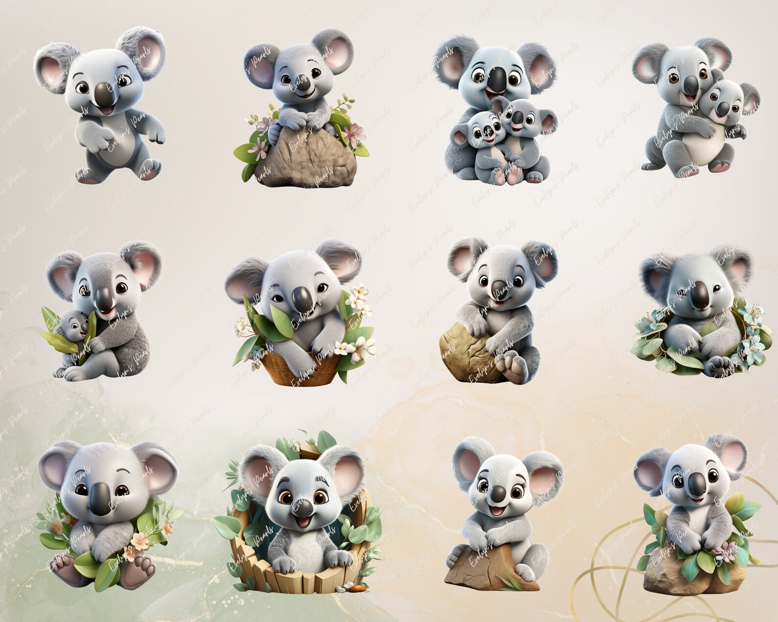 Koala Clipart Cute Koala PNG Australian Animal Clipart Safari Animal ...