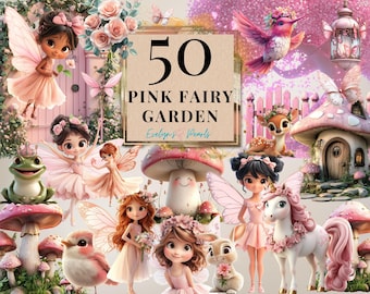 Fairy Clipart Pink Fairy Garden Clipart Magical Fairy PNG Magical Fairy Forest Clipart Mushroom PNG Nursery Wall Art |Commercial Use Clipart