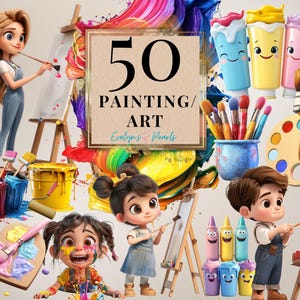 Art Clipart Artist PNG Painting Clipart Back To School PNG Art Supplies Clipart Classroom png Brush PNG I Commercial Use Clipart Transparent