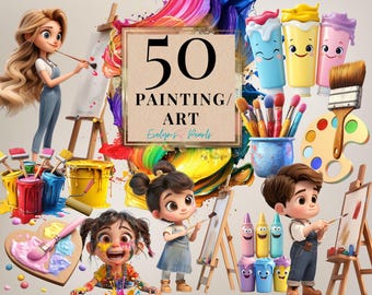 Art Clipart Artist PNG Painting Clipart Back To School PNG Art Supplies Clipart Classroom png Brush PNG I Commercial Use Clipart Transparent