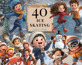 Ice Skating Clipart Winter Sports PNG Skiing Clipart  Adventure PNG Holiday Craft Children Graphics | Commercial Use Clipart Transparent