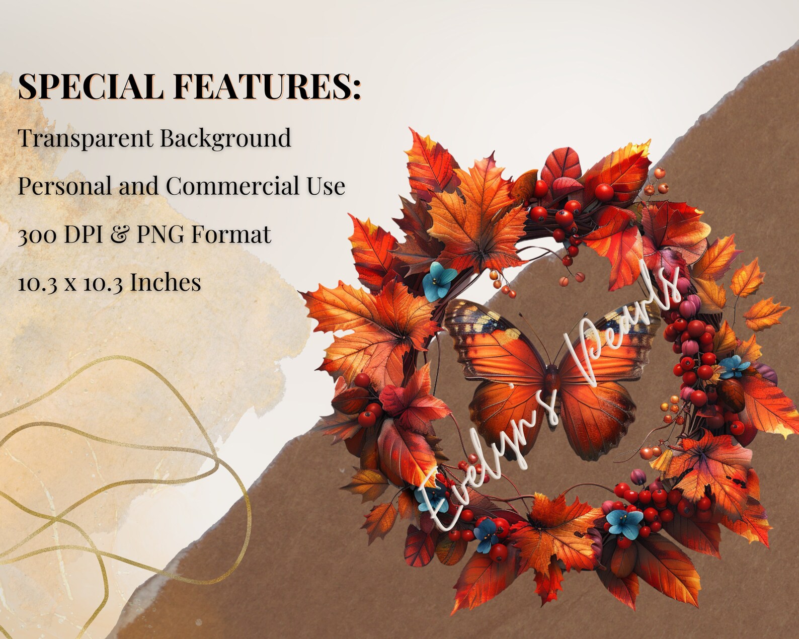 Butterfly Clipart Fall Butterfly PNG Autumn Clipart Fall Decor PNG ...