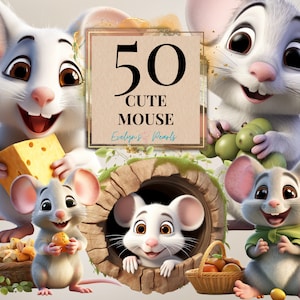Maus Clipart Süße Maus PNG Cartoon Maus Clipart Waldtier Clipart Frühling PNG Blumenmaus | Kommerzielle Nutzung Clipart Transparent