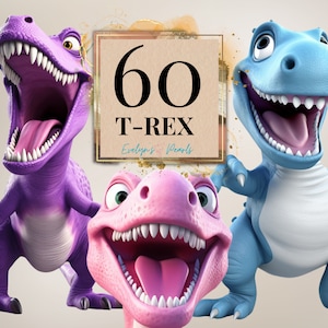 T-Rex Clipart Dinosaurio Clipart Lindo T-Rex PNG Lindo Animal Clipart Vivero Pared Arte PNG Niños Clipart / Uso Comercial Clipart Transparente
