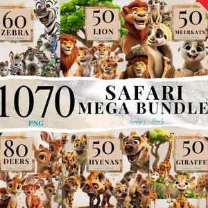 Safari Tiere Mega Bundle Clipart 1070 Safari PNG Wildtier Clipart Zoo Tier PNG Wunderliches Tier PNG | Kommerzielle Nutzung Clipart Transparent