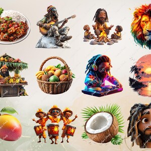 Jamaica Clipart Reggae Rasta Jamaica PNG Famous Landmarks Clipart Holiday Summer Travel PNG Jamaican Food Clipart | Commercial Use Clipart image 6