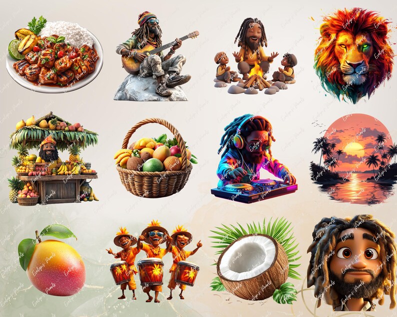 Jamaica Clipart Reggae Rasta Jamaica PNG Famous Landmarks Clipart Holiday Summer Travel PNG Jamaican Food Clipart | Commercial Use Clipart image 6