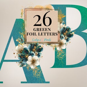 Clipart lettres vertes, lettre PNG, lettres florales vertes Clipart carte PNG 26 Alphabet anglais PNG | Clipart à usage commercial transparent