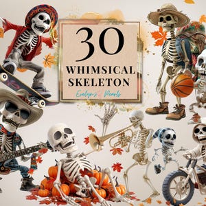 Skeleton Clipart Whimsical Skeleton PNG Spooky Clipart Scary Decor PNG Festive Decor Clipart Autumn PNG | Commercial Use Clipart Transparent