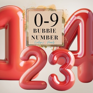 Rode bubbel nummers clipart 3D 0-9 rode cijfers PNG planner clipart scrapbook PNG kaart clipart sticker | Clipart transparant voor commercieel gebruik
