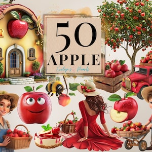 Apfel Clipart Süßer Apfel PNG Obst Clipart Apfel Mädchen PNG Lebensmittel Clipart Bauer PNG Clipart Kinder Clipart | Kommerzielle Nutzung Clipart Transparent