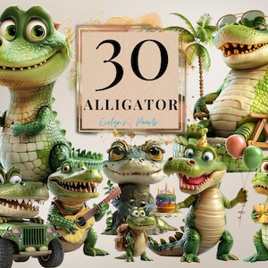 Alligator Clipart Cute Alligator PNG Safari Animal Clipart Jungle PNG Nursery Art PNG Birthday card Png | Commercial Use Clipart Transparent