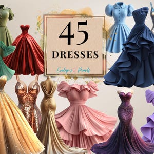 Jurk clipart feestjurken png mode clipart glamour prinses jurk png galajurk clipart gebloemde jurk | Clipart transparant voor commercieel gebruik