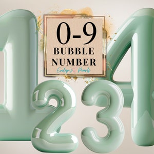 Clipart numeri bolla verde 0-9 numeri verdi PNG numeri festa Clipart 3D Font Clipart carta Clipart / uso commerciale Clipart trasparente