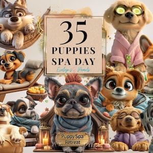 Puppies Clipart Cute Puppy Spa Day PNG Dog Breed Clipart Cartoon Animals PNG Dog Lover Clipart Cute Dog |Commercial Use Clipart Transparent