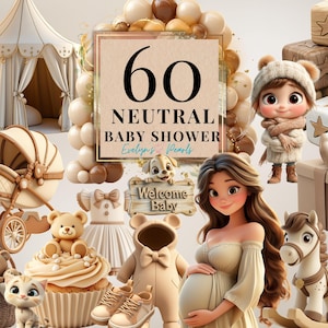 Neutralny Baby Shower Clipart To chłopiec Clipart To dziewczynka PNG Ujawnienie płci PNG Urodziny Clipart Przedszkole | Użytek komercyjny Clipart Przezroczysty