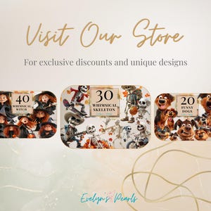 May include: Three digital nail art designs featuring 40 whimsical witch nail art designs, 30 whimsical skeleton nail art designs, and 20 funny dog nail art designs.  Visit Our Store for exclusive discounts and unique designs. Evelyn's Pearls.