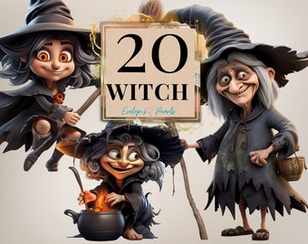 Witch Clipart Spooky Witch PNG Spooky Clipart Scary Clipart Gothic Party Witch Spooky PNG Flying Witch | Commercial Use Clipart Transparent