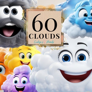Wolke Clipart Süße Wolke PNG Himmel Clipart Bunte Wolke PNG Kinderzimmer Wandkunst Clipart Kinder Clipart | Kommerzielle Nutzung Clipart Transparent