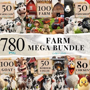 Farm Clipart Mega Bundle 780 Farm PNG Cow Sheep Chicken, Farm Animals Clipart Farm Life PNG Countryside | Commercial Use Clipart Transparent