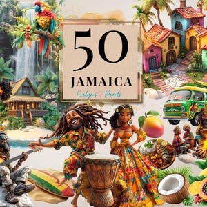 Jamaica Clipart Reggae Rasta Jamaica PNG Famous Landmarks Clipart Holiday Summer Travel PNG Jamaican Food Clipart | Commercial Use Clipart image 1