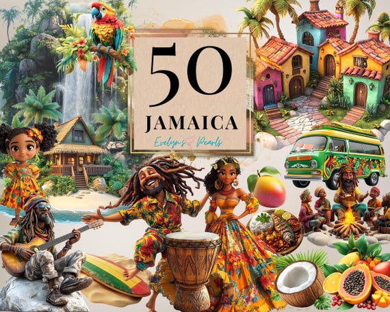 Jamaica Clipart Reggae Rasta Jamaica PNG Famous Landmarks Clipart Holiday Summer Travel PNG Jamaican Food Clipart | Commercial Use Clipart