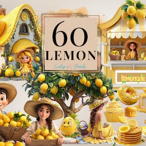 Lemon Clipart Lemonade PNG Cute Fruit Clipart Summer PNG Food Clipart Farm PNG Dessert Clipart Drink | Commercial Use Clipart Transparent