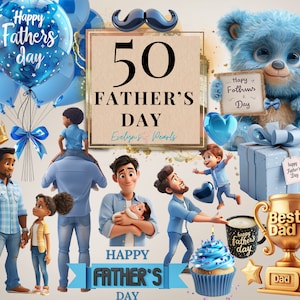 Vaderdag clipart Happy Fathers Day png familie clipart vader png kaart clipart viering ballon png | Clipart transparant voor commercieel gebruik