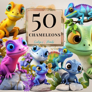 Chameleons Clipart Cute Chameleon PNG Forest Animal Clipart Tropical Creature Clipart Cartoon Chameleon | Commercial Use Clipart Transparent