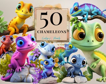 Caméléons Clipart Caméléon mignon PNG Forêt Animal Clipart Créature tropicale Clipart Dessin animé Caméléon | Utilisation commerciale Clipart Transparent