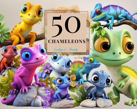 Chameleons Clipart Cute Chameleon PNG Forest Animal Clipart Tropical Creature Clipart Cartoon Chameleon | Commercial Use Clipart Transparent