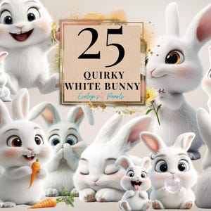 Lustiges weißes Kaninchen Clipart Lustiges weißes Kaninchen PNG Frühling Kaninchen Clipart Waldtiere Sublimationen schrullige Tiere | Kommerzielle Nutzung Clipart