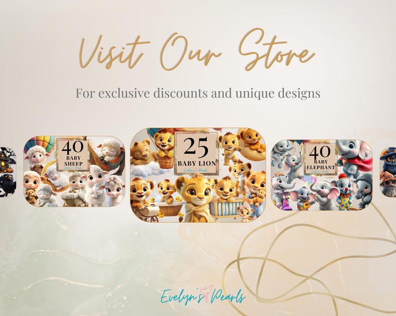 May include: Three images of baby animal themed cake toppers. The first image shows a group of baby sheep cake toppers with the text "40 Baby Sheep". The second image shows a group of baby lion cake toppers with the text "25 Baby Lion". The third image shows a group of baby elephant cake toppers with the text "40 Baby Elephant".