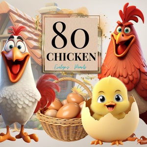 Kip clipart haan PNG kuikens clipart schattige vogel PNG kinderen clipart dier PNG kip clipart boerderij | Clipart transparant voor commercieel gebruik