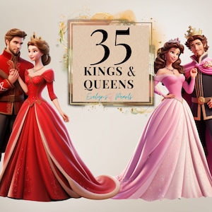 King Clipart Fairy Tale Queen Clipart Children Party Clipart Magical kingdom PNG King PNG Queen PNG | Commercial Use Clipart Transparent