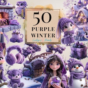 Lila Winter Clipart Festliches Dekor PNG Gemütlicher Winter Clipart Winter-Planer PNG Winter Journal Clipart | Kommerzielle Nutzung Clipart Transparent