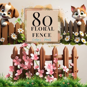 Blumen Zaun Clipart Frühling Blumen PNG Garten Clipart Sonnenblume PNG Festliche Dekoration Clipart Pflanzen PNG | Kommerzielle Nutzung Clipart Transparent