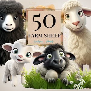 Ovejas Clipart Granja Ovejas PNG Linda Oveja Clipart Lindo Animal Clipart Granja Clipart Vivero Decoración PNG Granja / Uso Comercial Clipart Transparente
