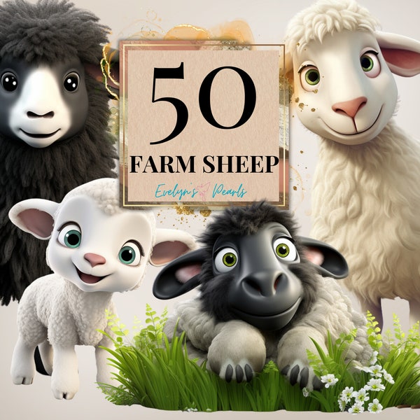 Sheep Clipart Farm Sheep PNG Cute Sheep Clipart Cute Animal Clipart Farm Clipart Nursery Decor PNG Farm | Commercial Use Clipart Transparent