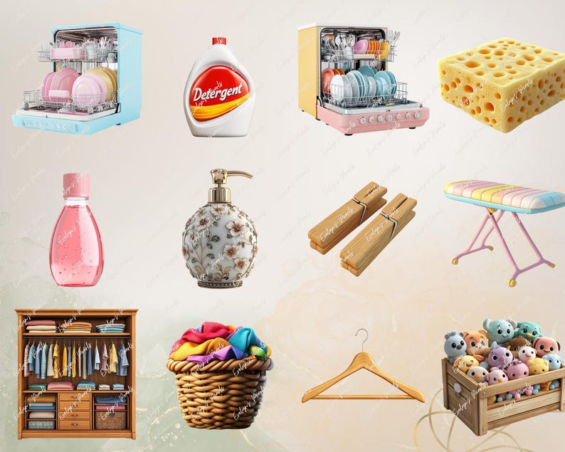Städning Clipart Vårstädning PNG Städmaterial Clipart Städning, Hemsysslor, Planerare PNG | Kommersiellt bruk Clipart Transparent bild 4