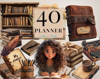 Planner Clipart Vintage Planner PNG Journal Clipart Planner Girl Planner Lover Clipart Planner Sticker | Commercial Use Clipart Transparent