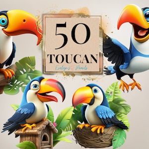Tucán Clipart Pájaro del Amazonas Clipart Lindo Tucán Clipart Pájaros Crías Clipart Animal Clipart Pájaro PNG / Uso Comercial Clipart Transparente