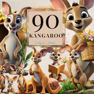 Känguru Clipart Niedliches Kangaroo PNG Australisches Tier Clipart Safari Tier PNG Cartoon Clipart Dschungel | Kommerzielle Nutzung Clipart Transparent