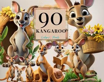 Kangaroo Clipart Cute Kangaroo PNG Australian Animal Clipart Safari Animal PNG Cartoon Clipart Jungle | Commercial Use Clipart Transparent