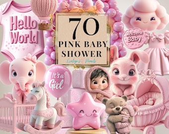Clipart rose baby shower C'est une fille Clipart sexe révèlent PNG anniversaire bébé fille Clipart chambre d'enfant PNG | Clipart à usage commercial transparent
