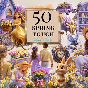 Frühling Clipart Landschaft Frühling PNG Buch Liebhaber Clipart Lavendel Frühling Garten PNG Frühling Cottage PNG | Kommerzielle Nutzung Clipart Transparent