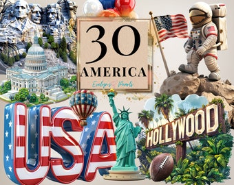 American Clipart American Landmark PNG USA Vacation Travel Clipart Adventure PNG American Food Clipart America Flag | Commercial Use Clipart