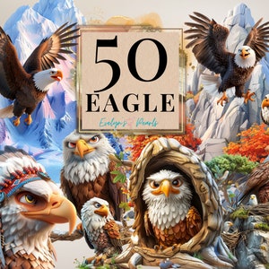 Adler Clipart Weißkopfseeadler PNG Waldvogel Clipart Süßes Tier Cartoon Clipart Kinder PNG Vögel Clipart | Kommerzielle Nutzung Clipart Transparent